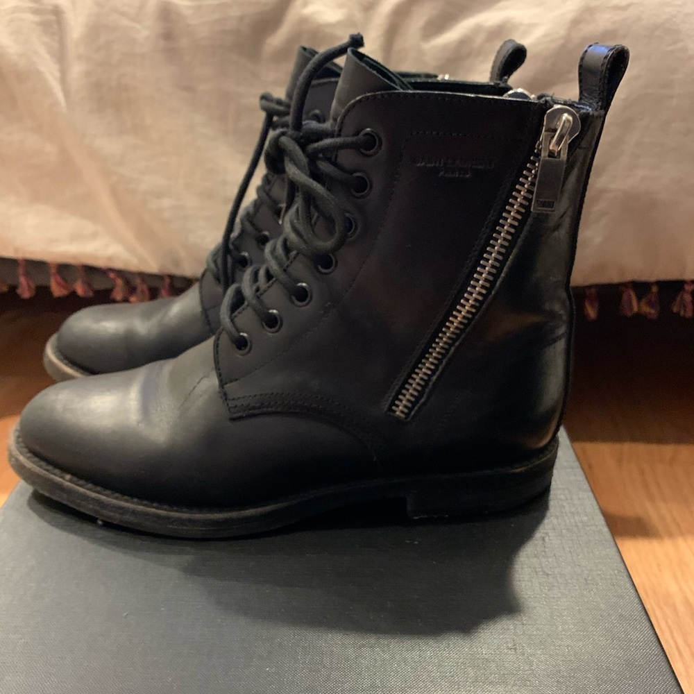 Saint Laurent Black Combat Boots size 38